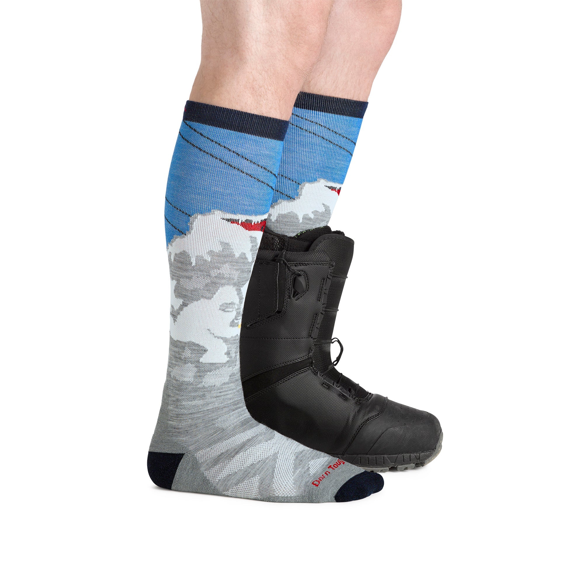 Mens Merino Wool Yeti Patterned Knee High Midweight Ski Snowboard Socks