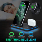 3-in-1 Wireless Charging Station - Fast Charge for iPhone, Apple Watch & AirPods | 15W Qi Charger Stand