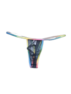 3-pack Men's Sexy Rainbow Transparent Convex Pouch Breathable Thong