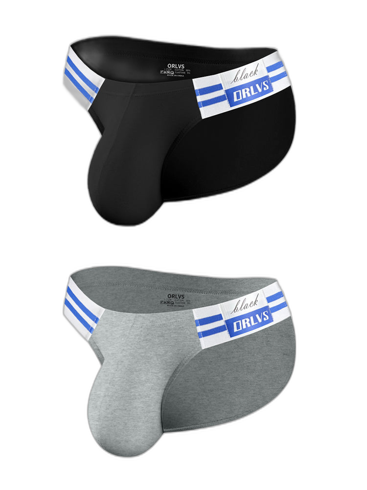 2-pack Men's High-cut Cotton Navy Striped Stretch Briefs