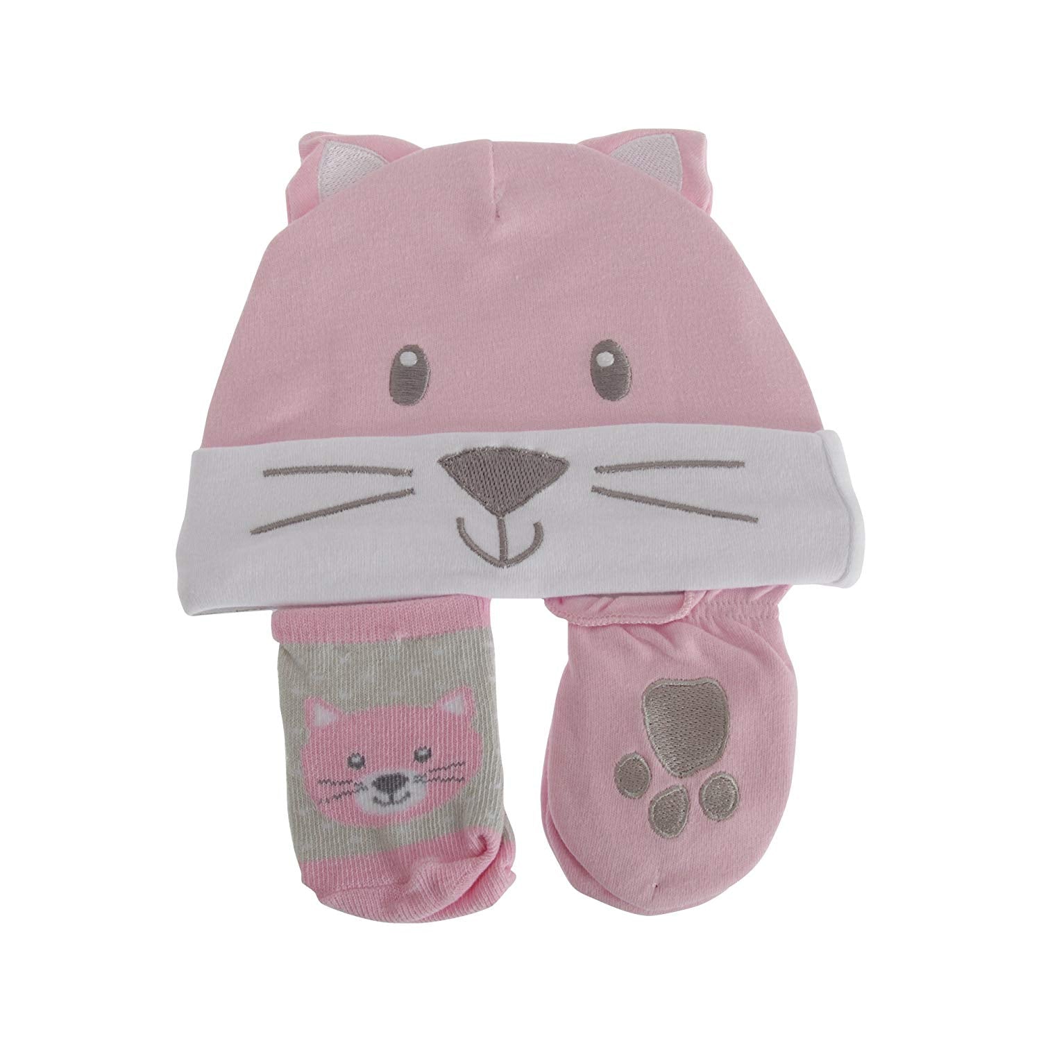 Nursery Time Baby Girls 3 Piece Cat Design Gift Set