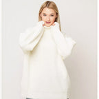 Women's Solid Color Casual High Neck Pullover Sweater