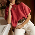 Retro Crew-neck Short-sleeve Sweater Top
