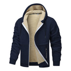 Casual Hoodies For Men Heavyweight Fleece Sweatshirt Winter Thick Sherpa Lined Hooded Zipper Jacket Thick Streetwear Coats