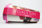 [LP32741] 'A Girl's Life' Double Walled Insulation With Silicon Travel Mug, Shopping, Bags etc Design, Make a Great Gift for Mum, Sister, Aunty, Niece, Gran, Keeps Drinks Hot, Ideal For Use On The Move, 6.5 inches/17cm in