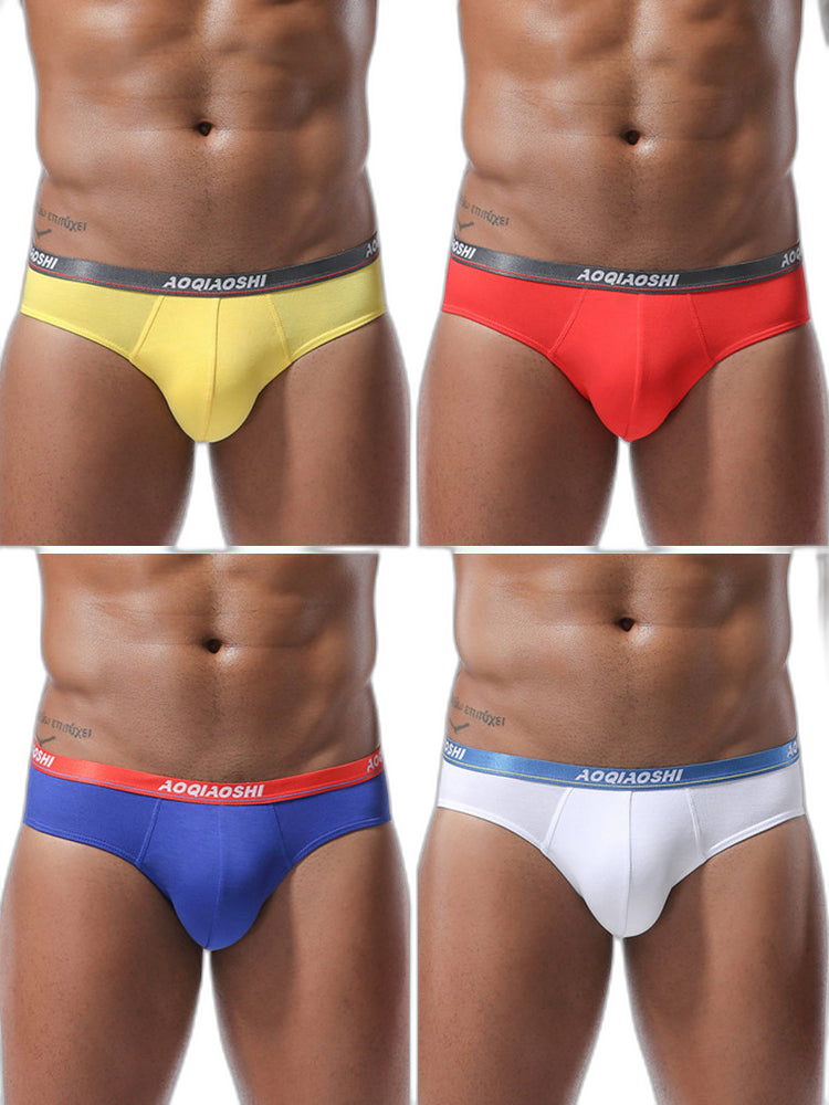 4 Pack Men’s Stylish 3D U Convex Pouch Briefs