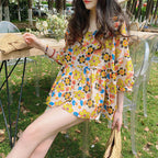 Doll-collar Top Summer New Arrival Loose-fit Vintage Puff-sleeve Blouse