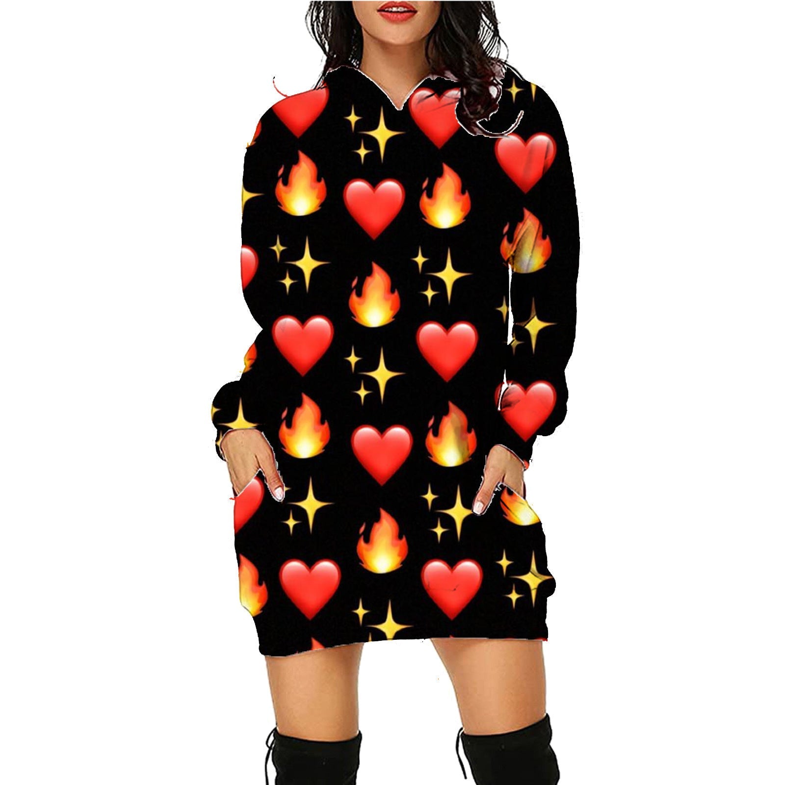 Halloween Mid-length Pocket Hooded Long Sleeve Sweater Women