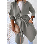 Lapel solid color long trench coat
