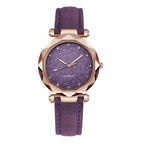 Casual Women Romantic Starry Sky Wrist Watch Leather Rhinestone Designer Ladies Clock