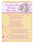 In Loving Memory - Remembering You With Love Dear Sister - Grave/Graveside Memorial Card