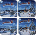 Christmas Tableware 4 Pack Corked Back Coasters - Santa Sleigh