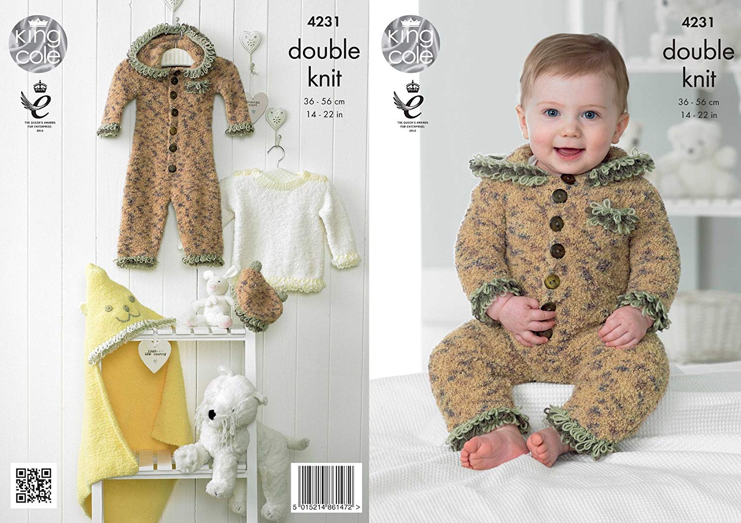 King Cole Cuddles DK Double Knitting Pattern Baby Clothes Set - Onesie Sweater Blanket & Hat (4231)