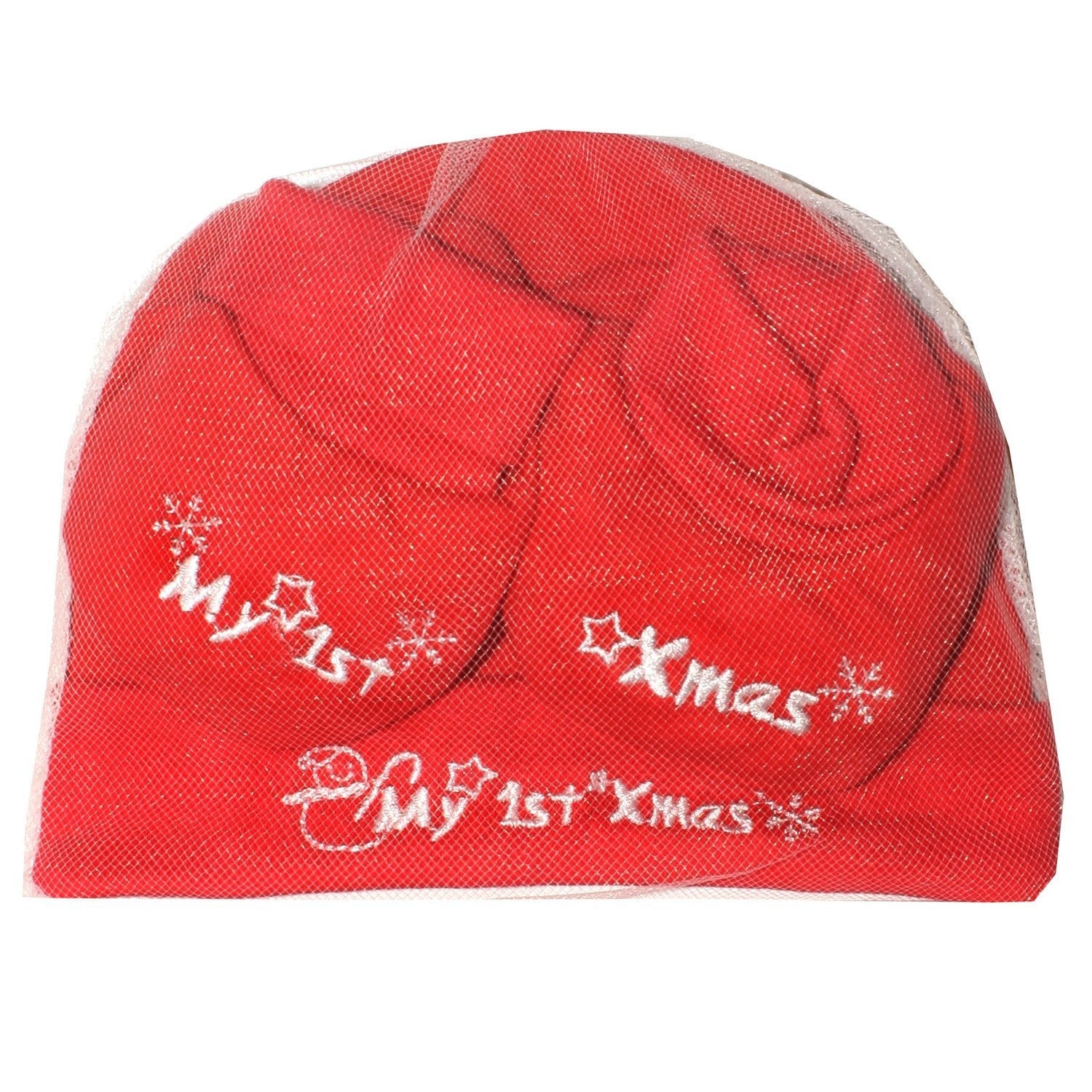 New Born Babys My 1st Xmas Hat & Bootee 2 Piece Set In a Bag