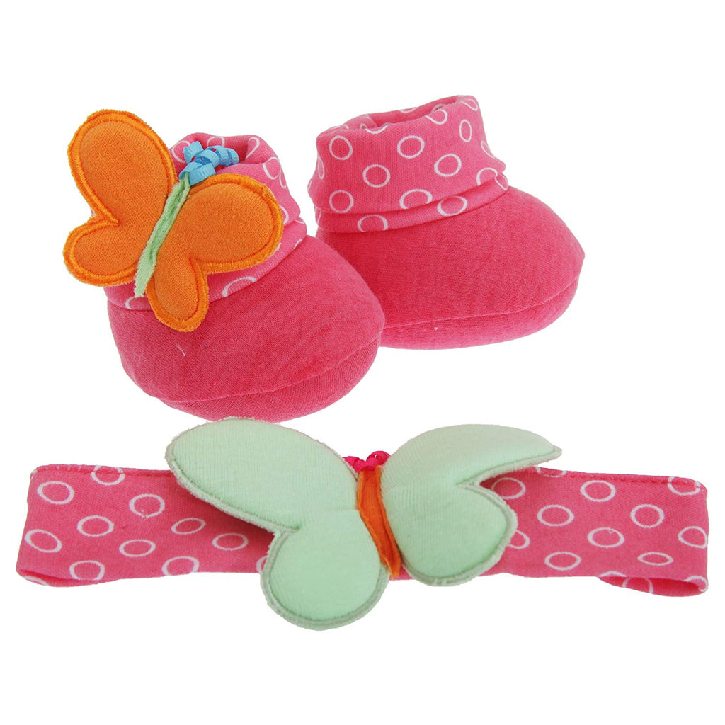 Baby Girls Butterfly/Flower Booties And Headband Set