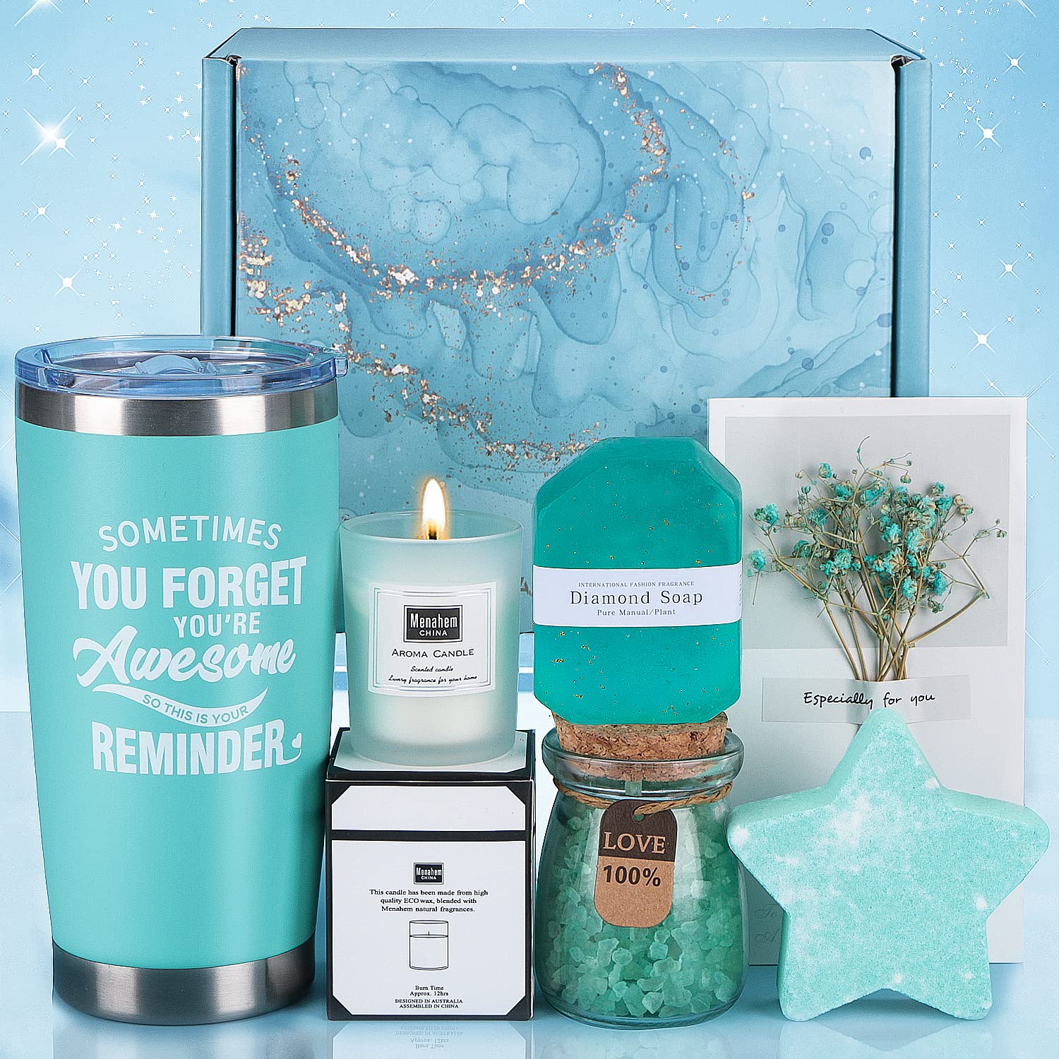Birthday Pamper Gifts for Women, Unique Self Care Package Relaxation Spa Bath Set for Her, Wellbeing Get Well Soon Gifts for Women, Ladies Pamper