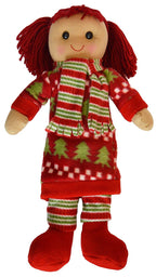 DF, A Beautiful Rag Doll dressed in a Christmas Tree dress and striped scarf, 40 cm h