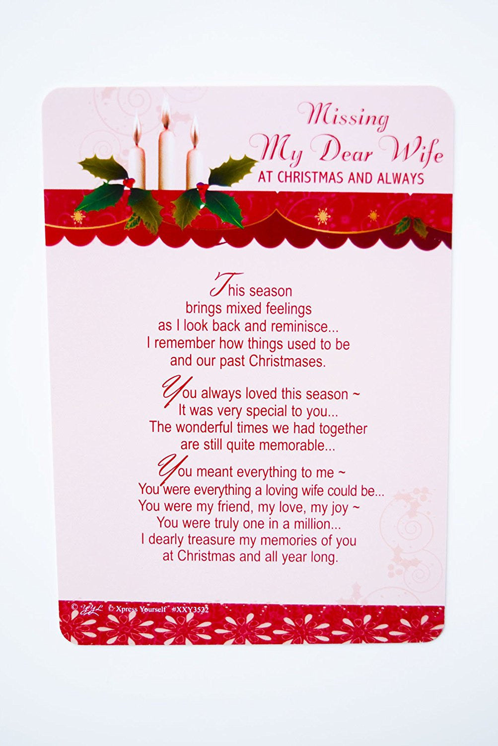 Missing My Dear Wife Grave Card Christmas Decorations Memorial Remembrance Card