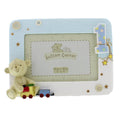 Button Corner 1st Birthday Blue Resin Photo Frame - Baby Boy frame with teddy