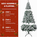 Artificial Christmas Tree 6FT Snow Flocked 850 Tips Metal Stand Asinse