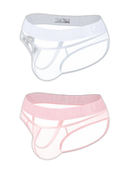 2 Pack Men's Stretch Solid Color Sexy Crotch Single-Layer Briefs