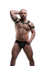 ruff GEAR Leather Bulldog Reflector Harness Black Neon Green