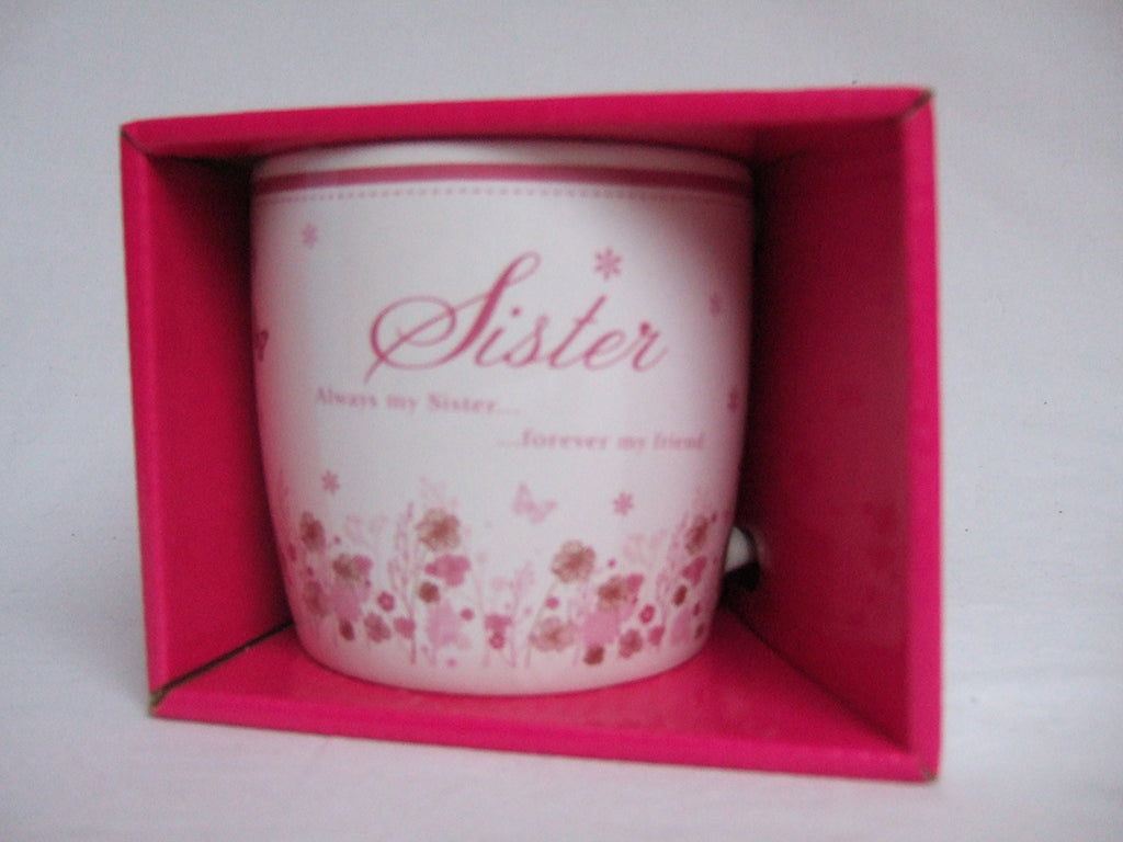 "Sister" Pink Floral Sentimental Mug With Presentation Box