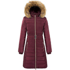 Womens Long Winter Coat Warm Padded Jacket Windproof Faux Fur Hood Size S Wantdo