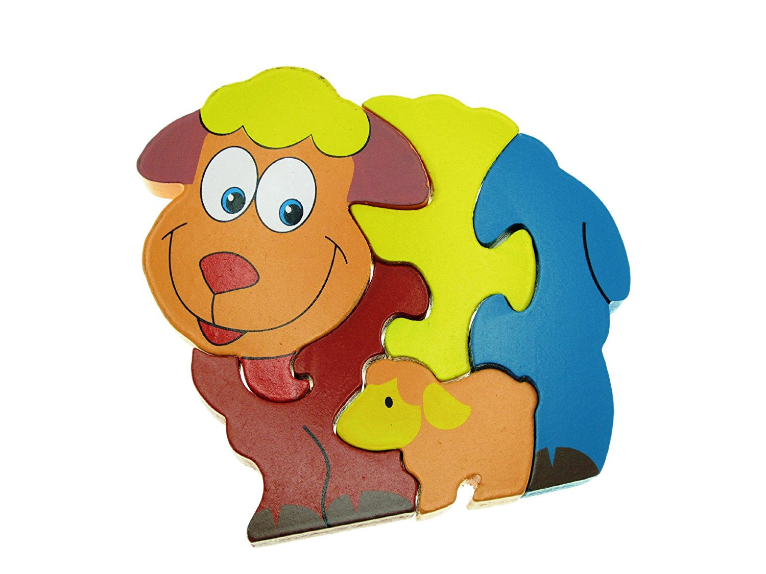 Traditional Wood'n'Fun: Baby/Toodler Wooden Colourful Puzzle Sheep and Lamb