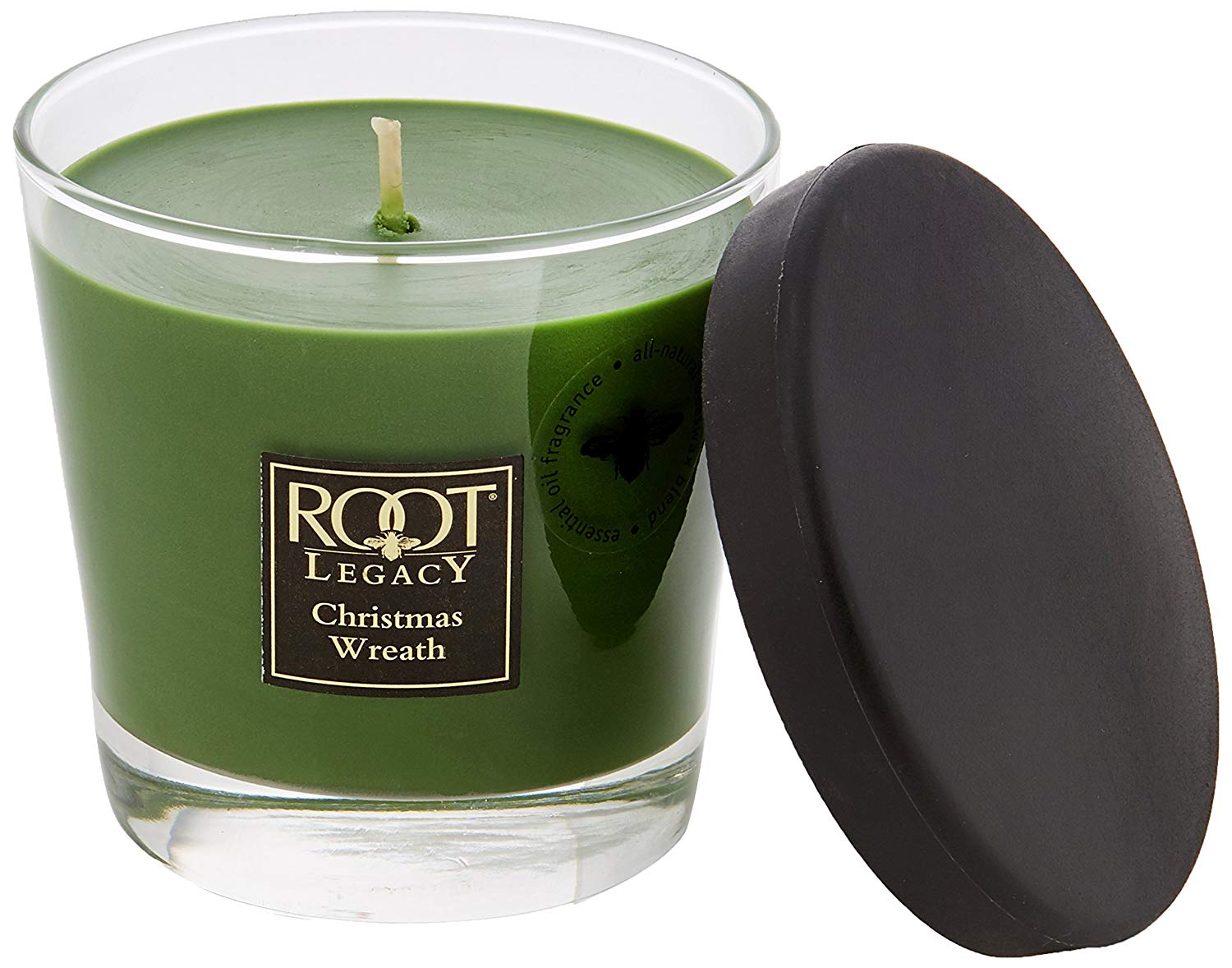 Root Candles Small Veriglass Holiday Christmas Wreath Candle, Wax, Dark Olive