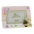 Button Corner 1st Birthday Pink Resin Photo Frame - Baby Girl frame with teddy