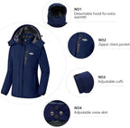 Womens Jacket Hooded Waterproof Winter Ski Snowboarding Size L Wantdo