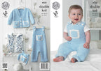 King Cole Cuddles DK Double Knitting Pattern Baby Clothes Set - Dungarees Cardigan Gilet Hat (4232)