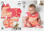 King Cole Double Knitting Pattern Splash DK Baby Set Knitted Dungarees & Cardigans 3768