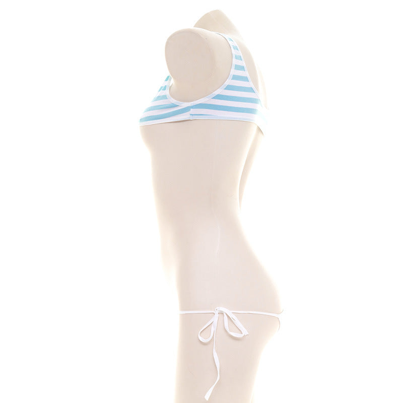 Striped Tank Top With Tie-up Bra