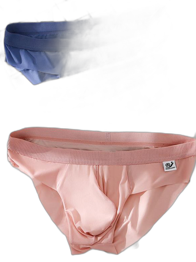 3 Pack Men's Ultra-Thin Breathable Ribbed Ice Silk Briefs