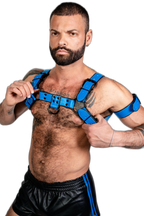 ruff GEAR Bold Leather Bulldog Harness Blue