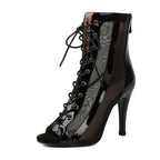Strap jazz dance high heels heels dance shoes elastic dance short boots summer open toe sandals