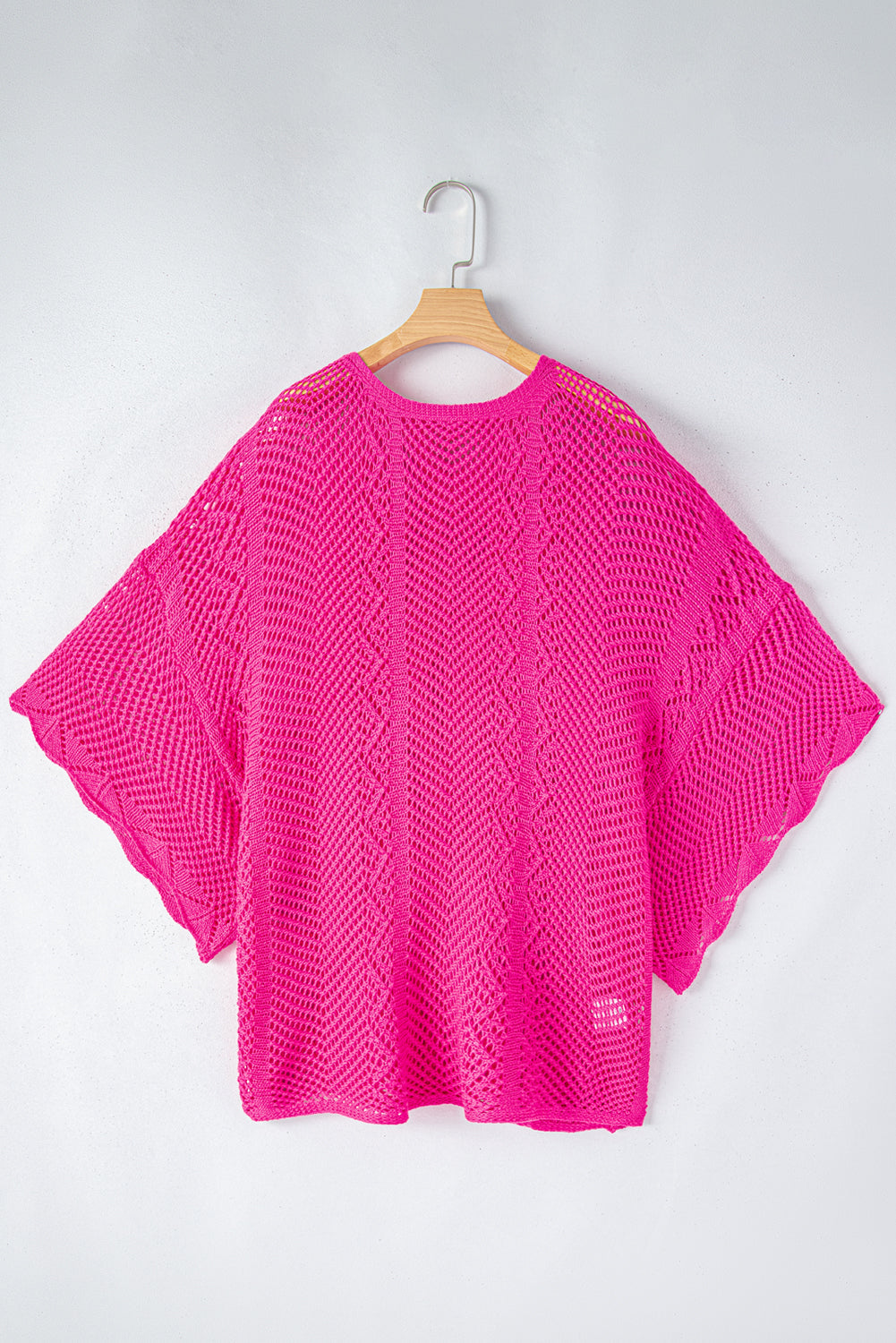Green Pointelle Knit Scallop Trim Blouse Women UK