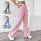 New Striped Trousers With Pockets Casual Versatile Loose Wide Leg Pants Women's Clothing