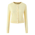 Women's Retro European American Style Multi-color Round Neck Long Sleeve Knitted Cardigan