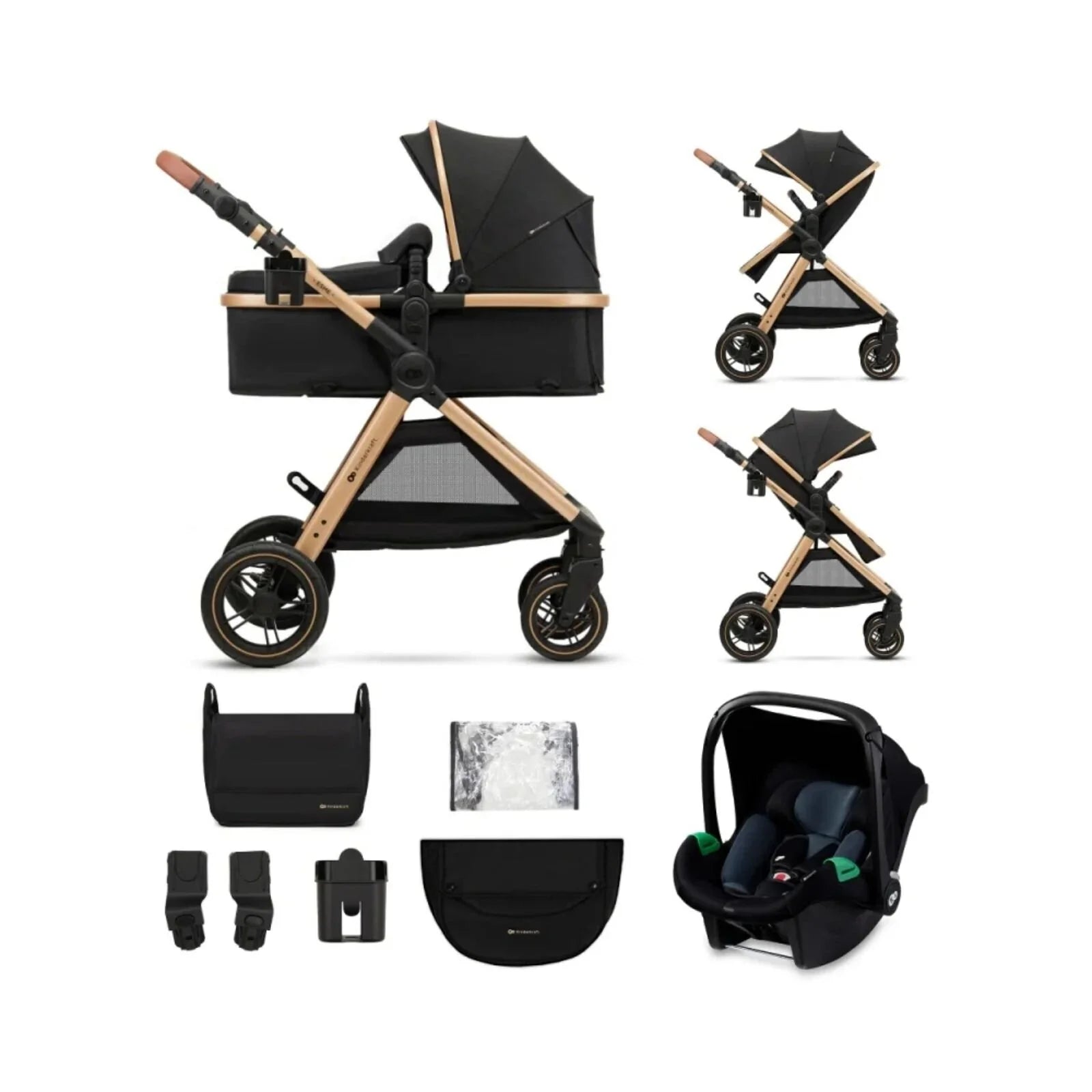 Kinderkraft Esme 3-in-1 Travel System with Mink Pro Car Seat - Pure Black