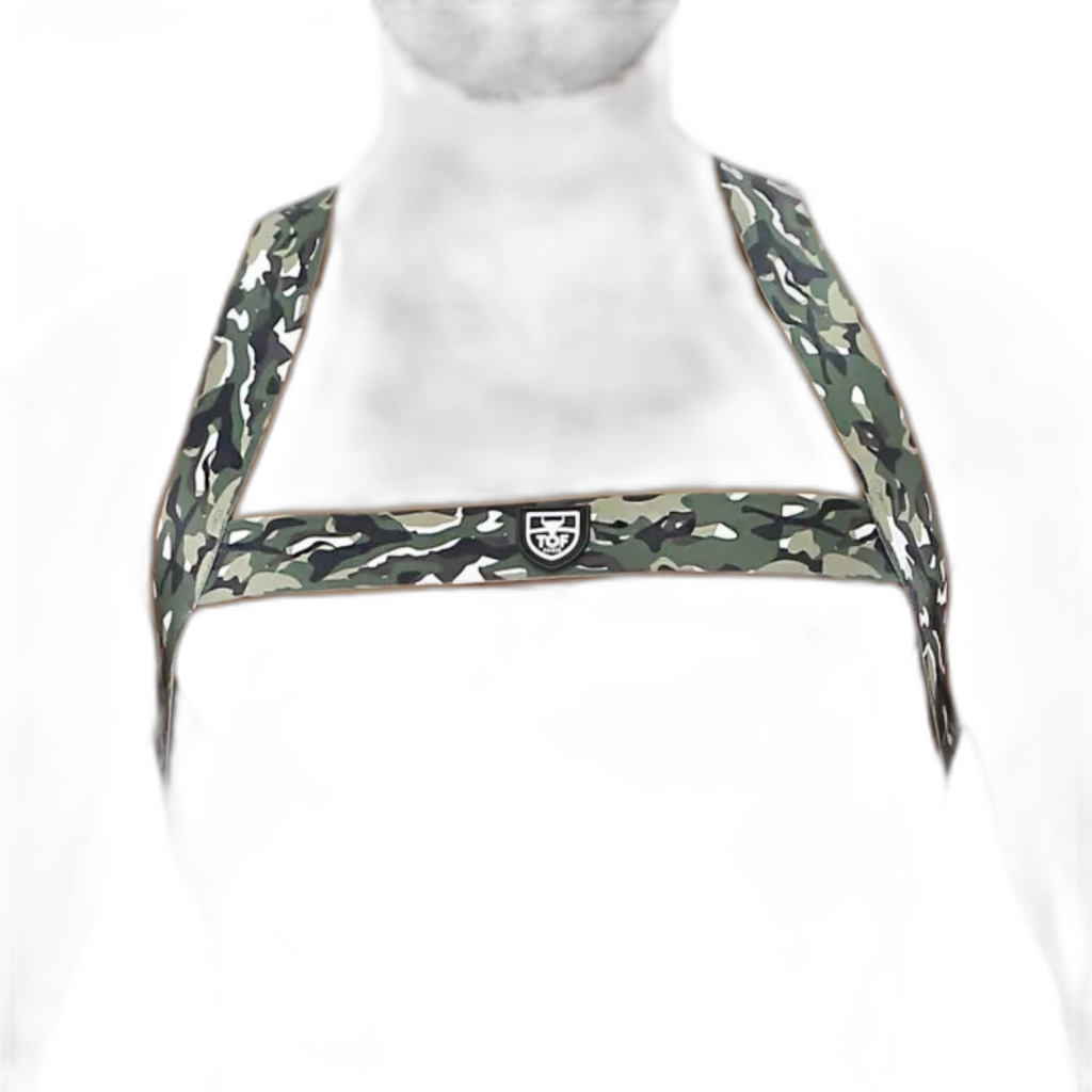 TOF Paris Fetish Elastic Chest Harness Khaki Camouflage