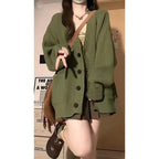 Women's Sweater Jacket And Retro Pleated Skirt Two-Piece Set
