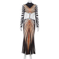 Temperament Half Turtleneck Printed Sexy Waistless Dress