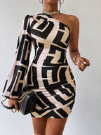 Sexy Asymmetrical One-Shoulder Bodycon Dress