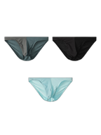 3 Pack Men's Mesh Sexy Low Waist Big Pouch Briefs
