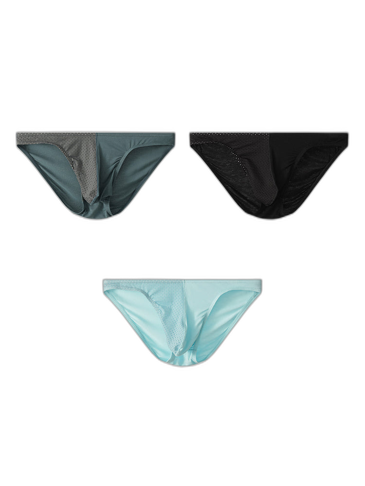 3 Pack Men's Mesh Sexy Low Waist Big Pouch Briefs