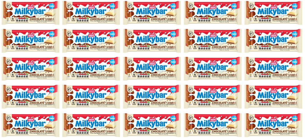 25 x Milkybar White Chocolate Biscuit Sharing Bar - 84GM
