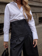 Elegant High Waist Wide Leg Jeans - Classic Denim Trousers for Women